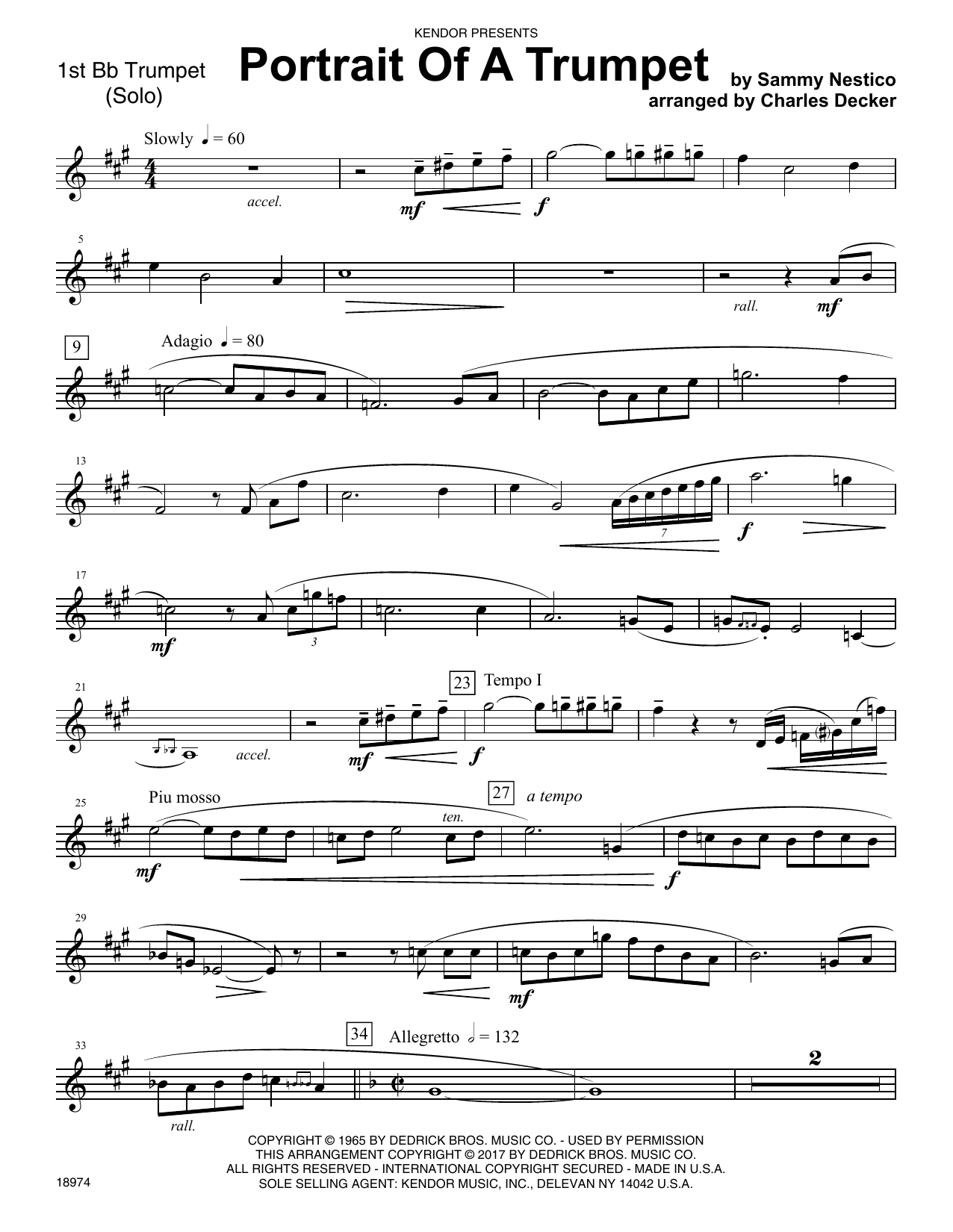 Portrait Of A Trumpet By Sammy Nestico Free Sheet Music