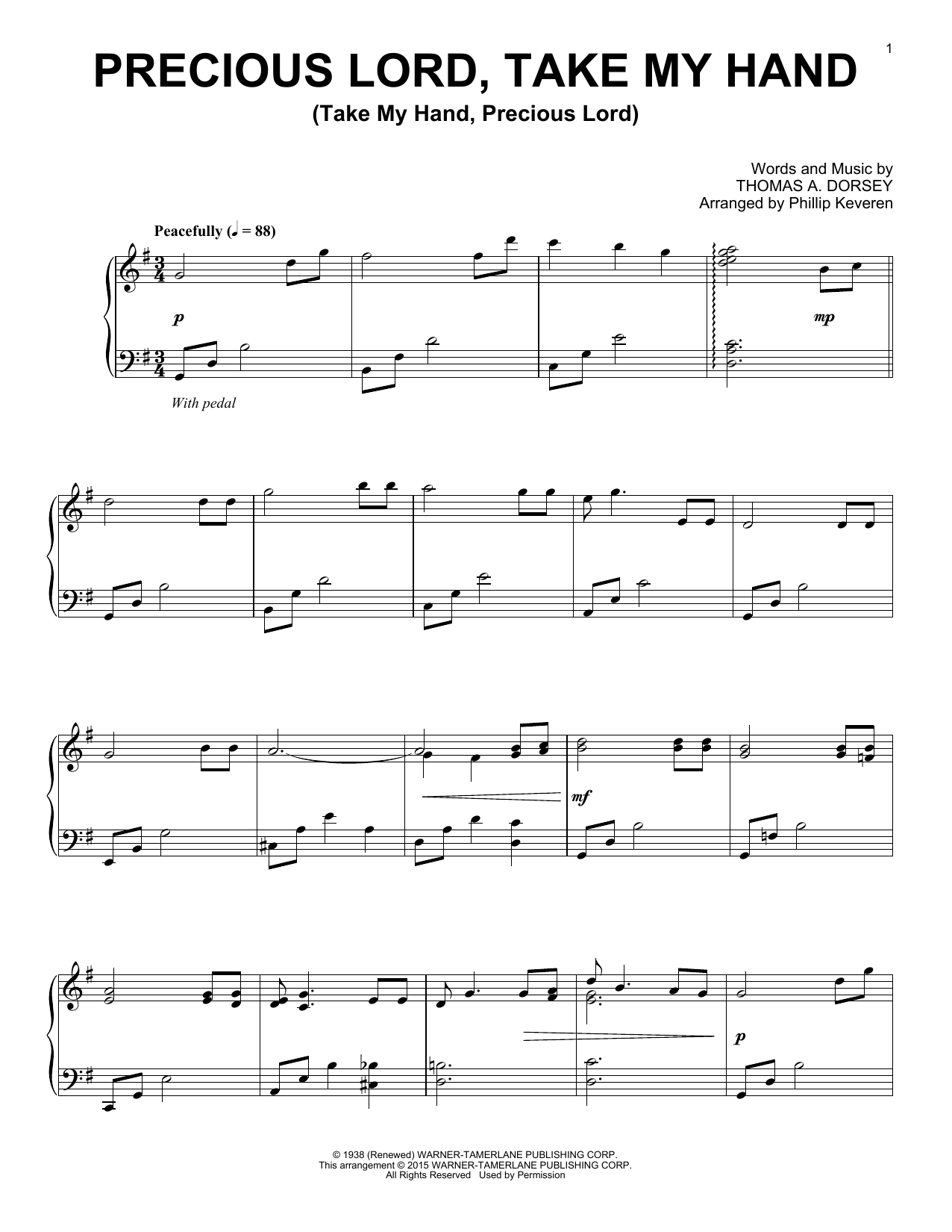 Precious Lord, Take My Hand By George N. Allen Free Sheet Music