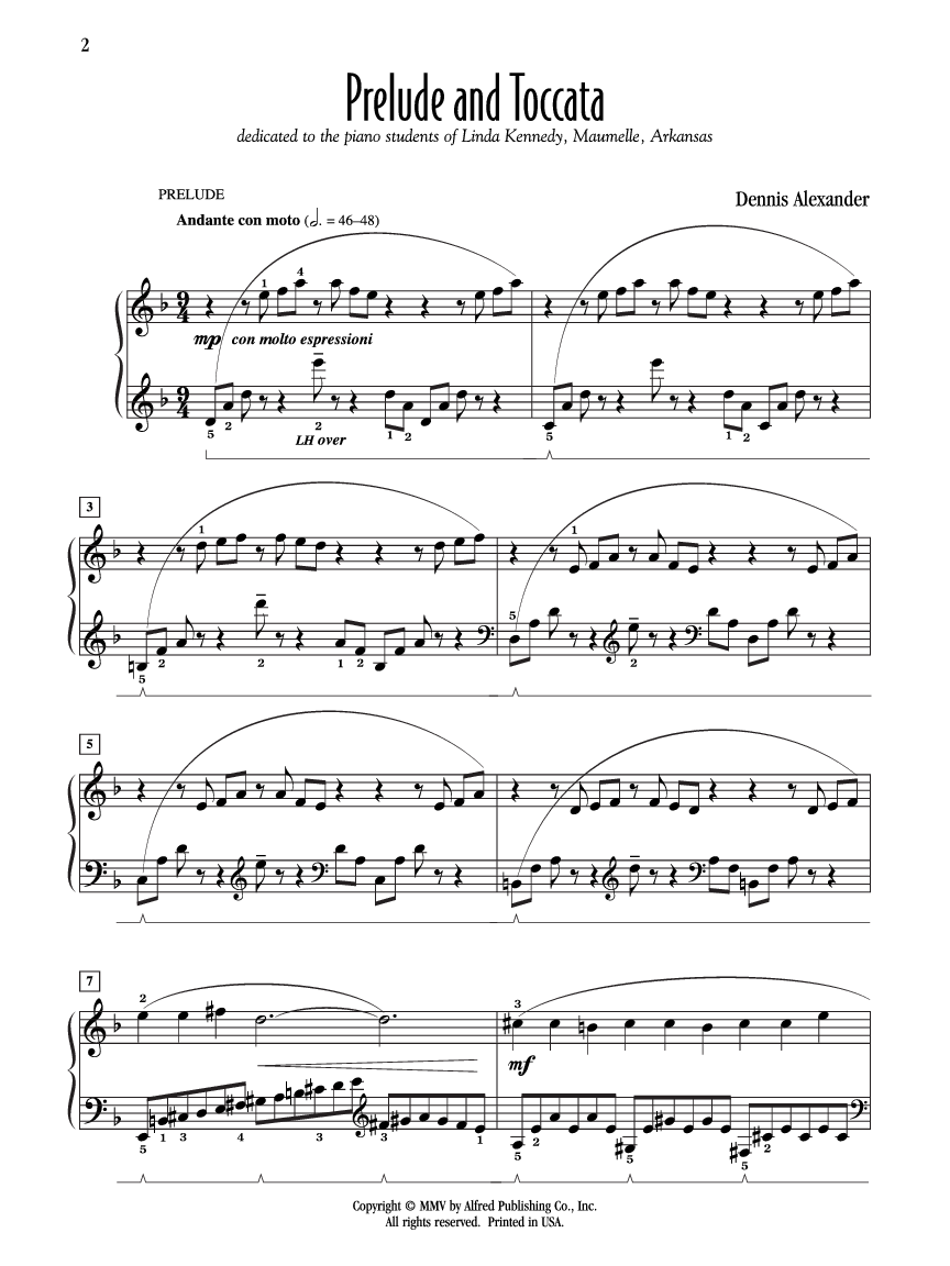 Prelude And Toccata By Dennis Alexander Free Sheet Music