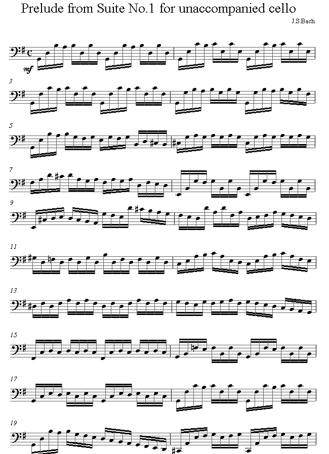 Prélude Cello Suite No.1 By Johann Sebastian Bach Free Sheet Music