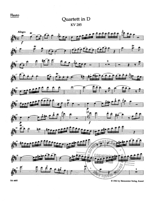 Quartets For Flute, Violin, Viola And Violoncello By Wolfgang Amadeus Mozart Free Sheet Music