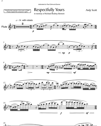 Respectfully Yours By Andy Scott Free Sheet Music