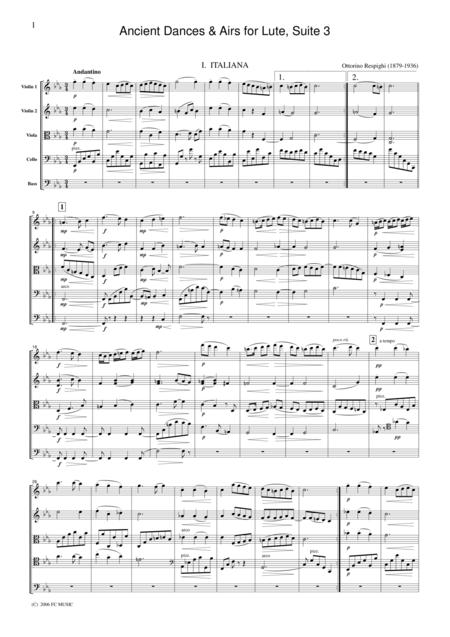 Respighi  Ancient Airs And Dances Suite No.3, For String Orchestra, SR010 By Ottorino Respighi Free Sheet Music