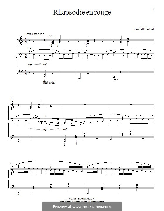 Rhapsodie En Rouge By Randall Hartsell Free Sheet Music