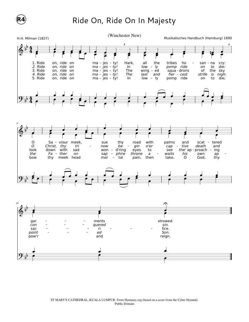 Ride On, Ride On In Majesty By John Ferguson Free Sheet Music