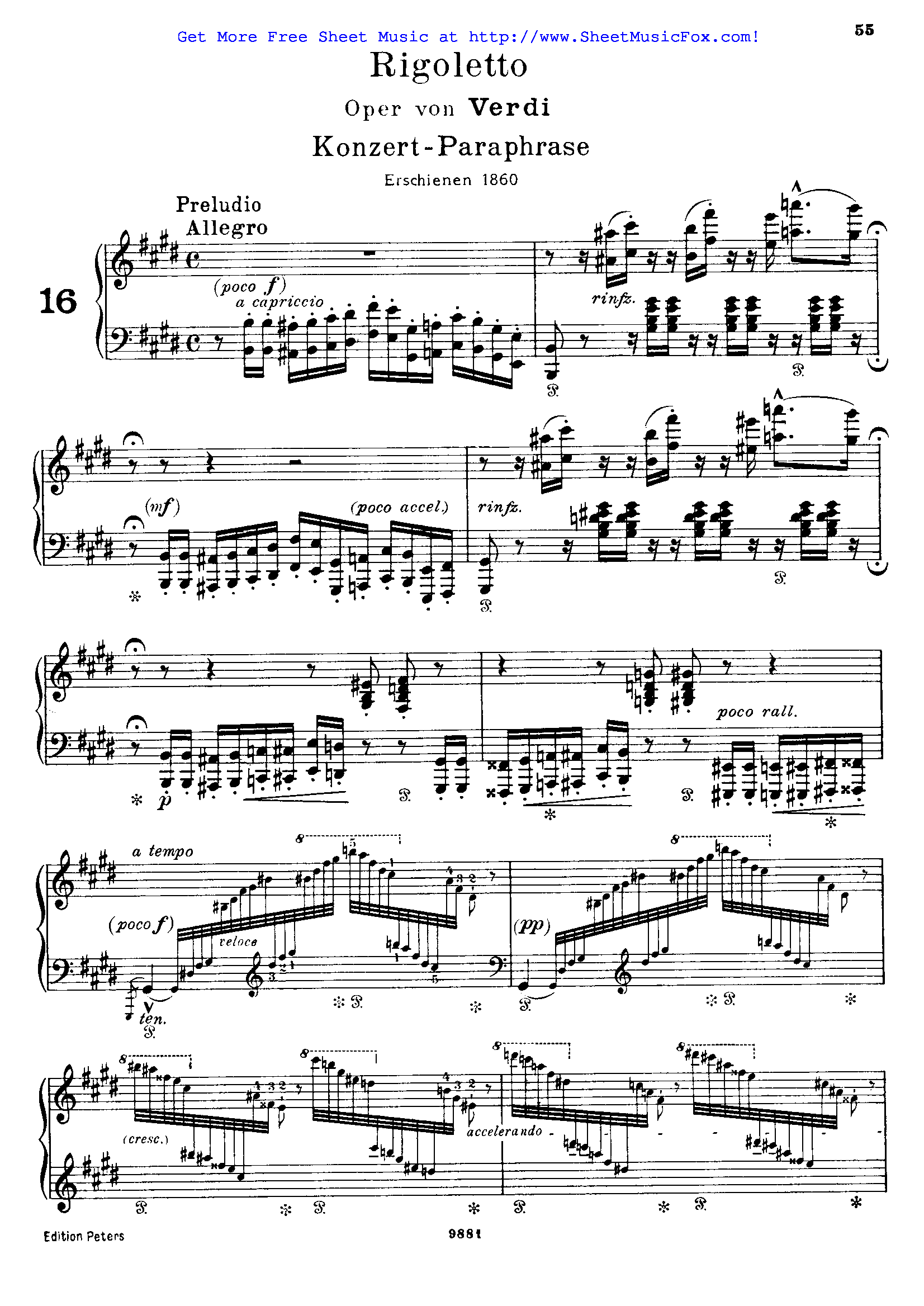 Rigoletto - Concert Paraphrase By Franz Liszt Free Sheet Music