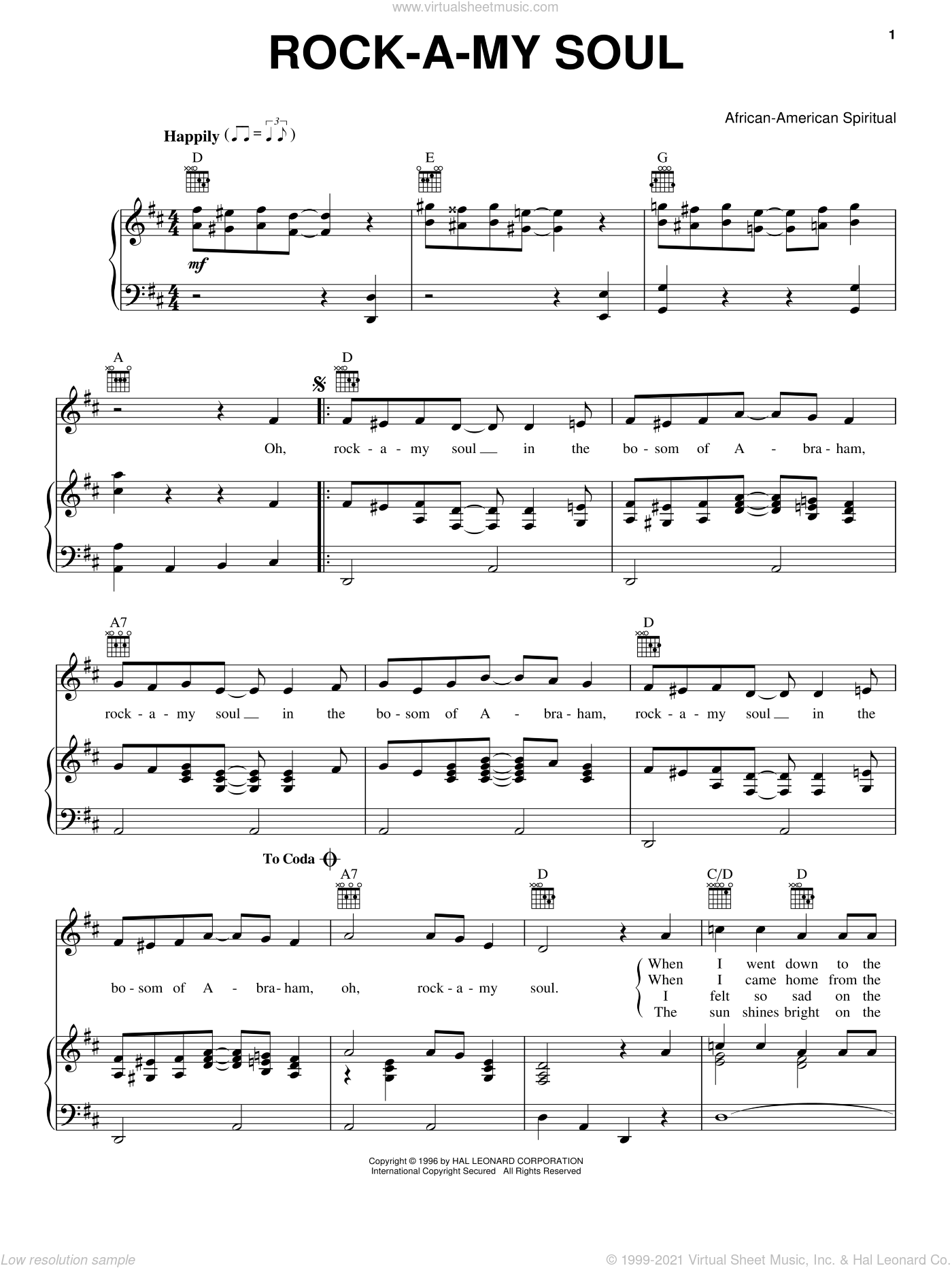 Rock-a My Soul By Linda Spevacek Free Sheet Music