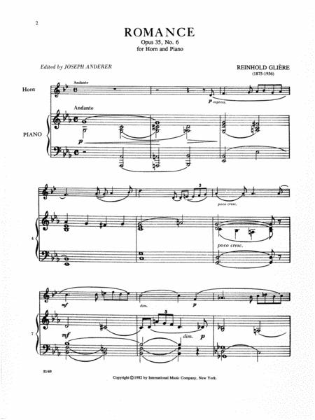 Romance, Op. 35 No. 6 By Reinhold Moritzovich Gliere Free Sheet Music