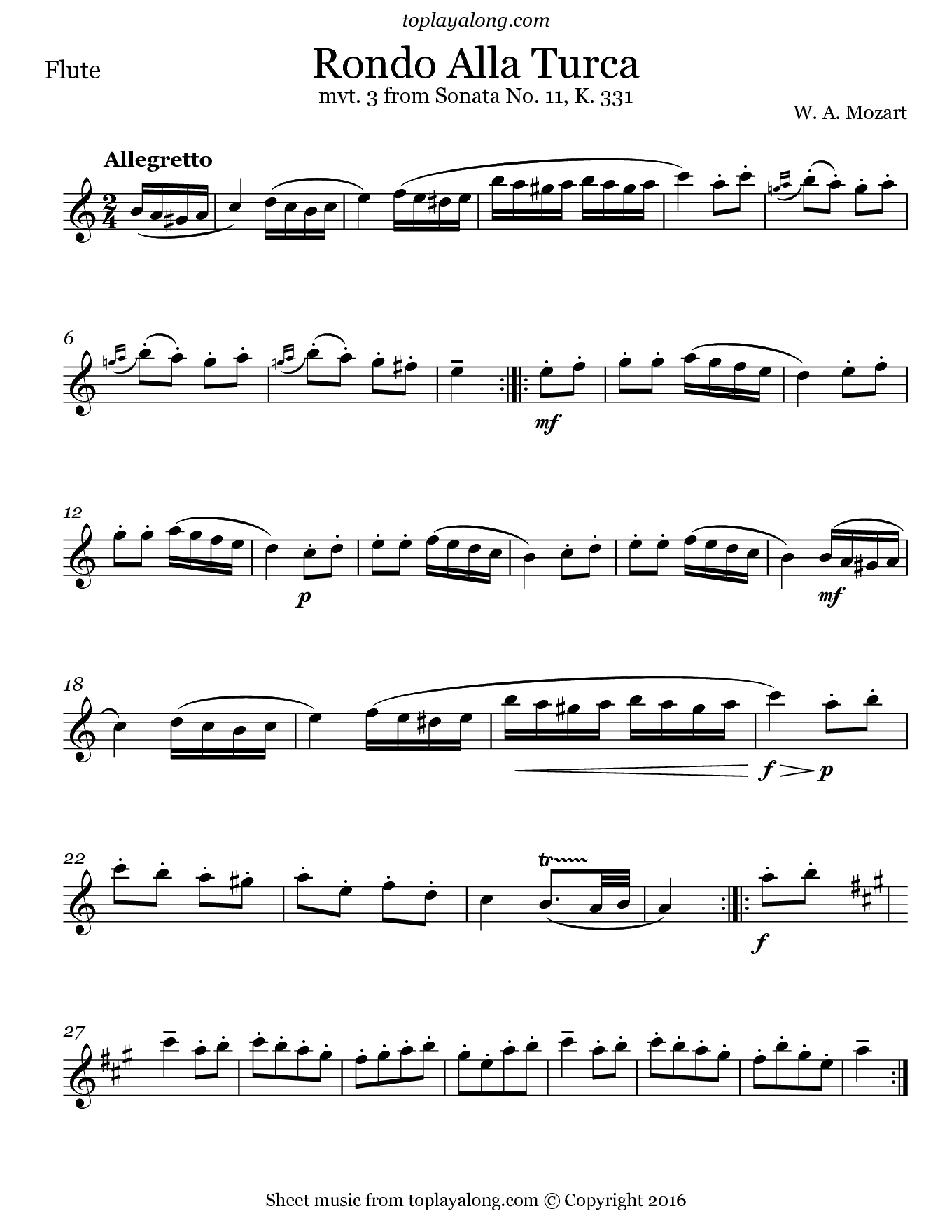 Rondo Alla Turca By N Free Sheet Music