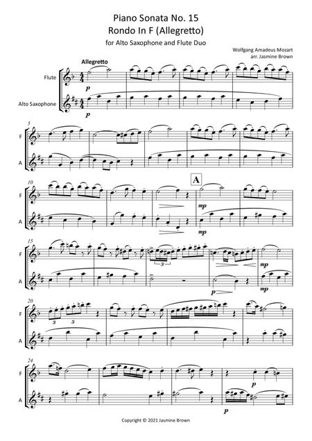 Rondo In F - Flute And Alto Saxophone Duet By Wolfgang Amadeus Mozart Free Sheet Music