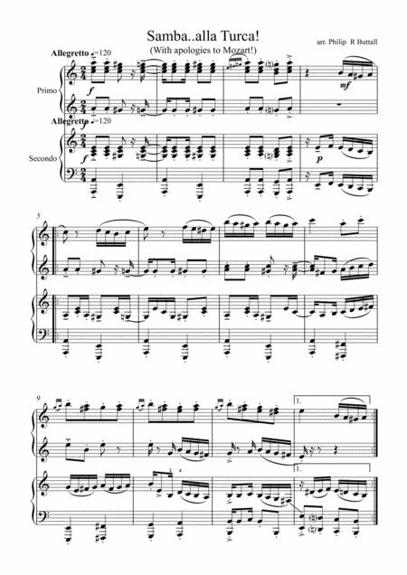 Samba..alla..Turca (Piano Duet - Four Hands) By Philip R Buttall Free Sheet Music