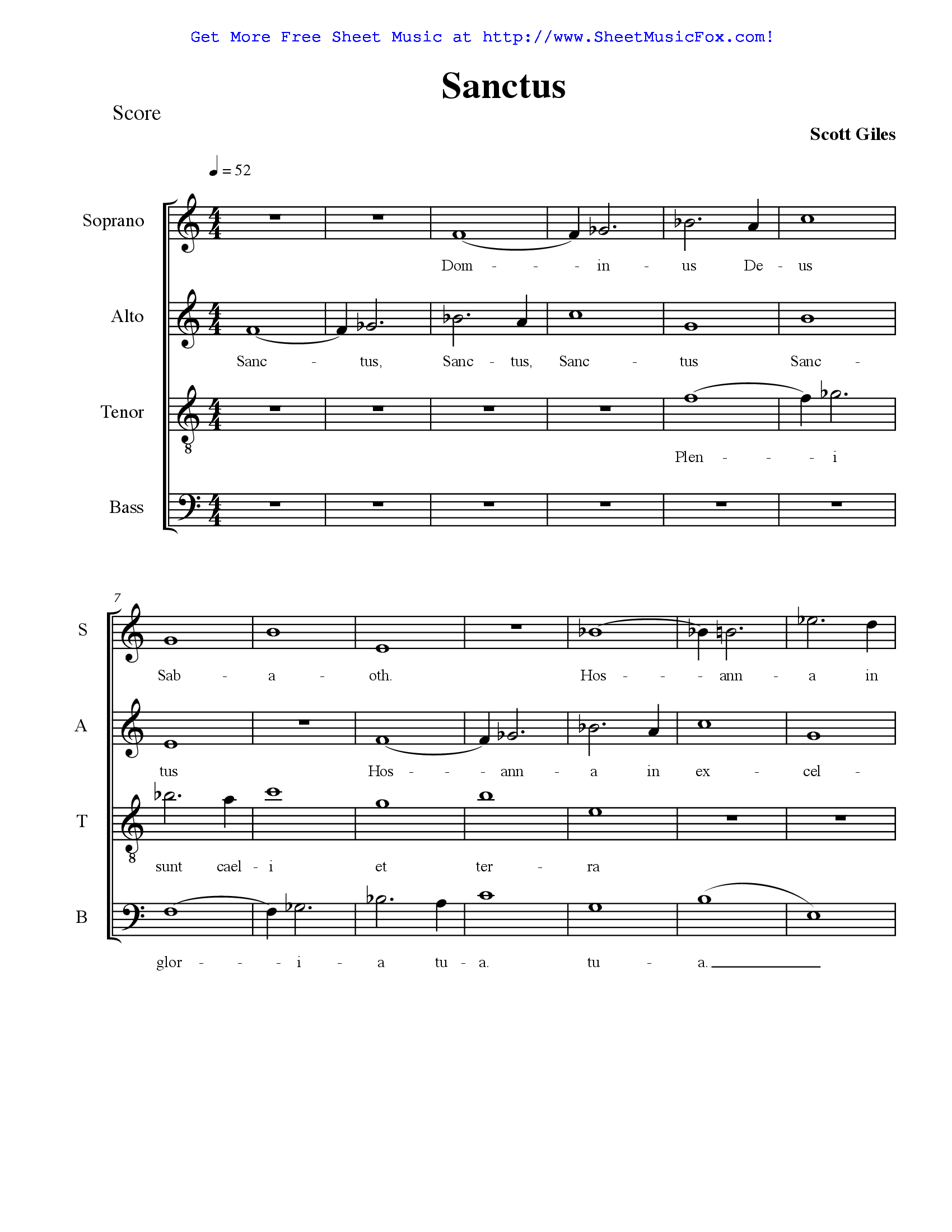 Sanctus By N Free Sheet Music