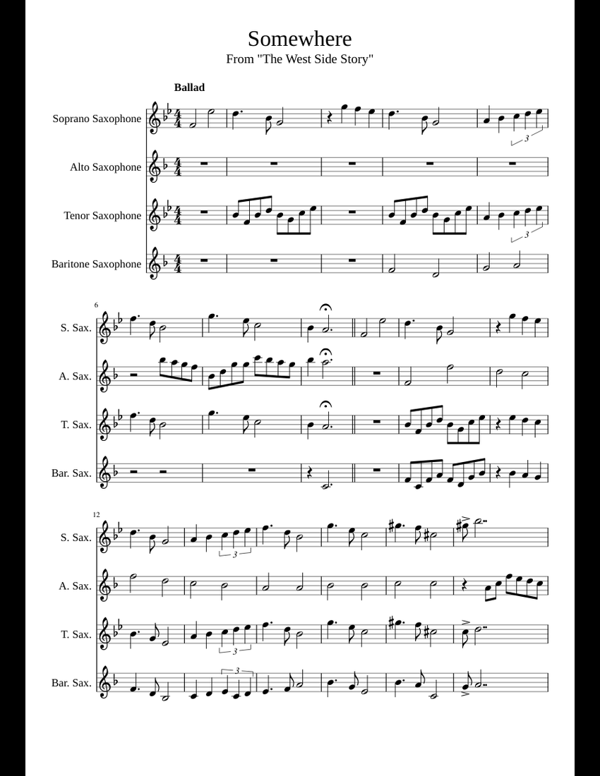 Saxophon-Quartett By Aldemaro Romero Free Sheet Music