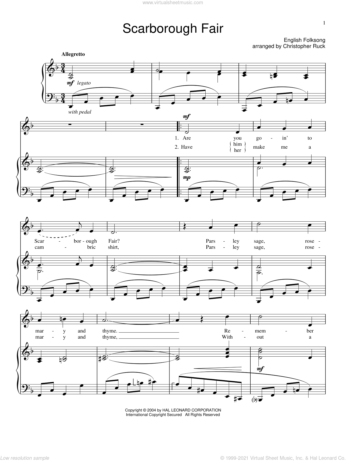 Scarborough Fair By Traditional Free Sheet Music