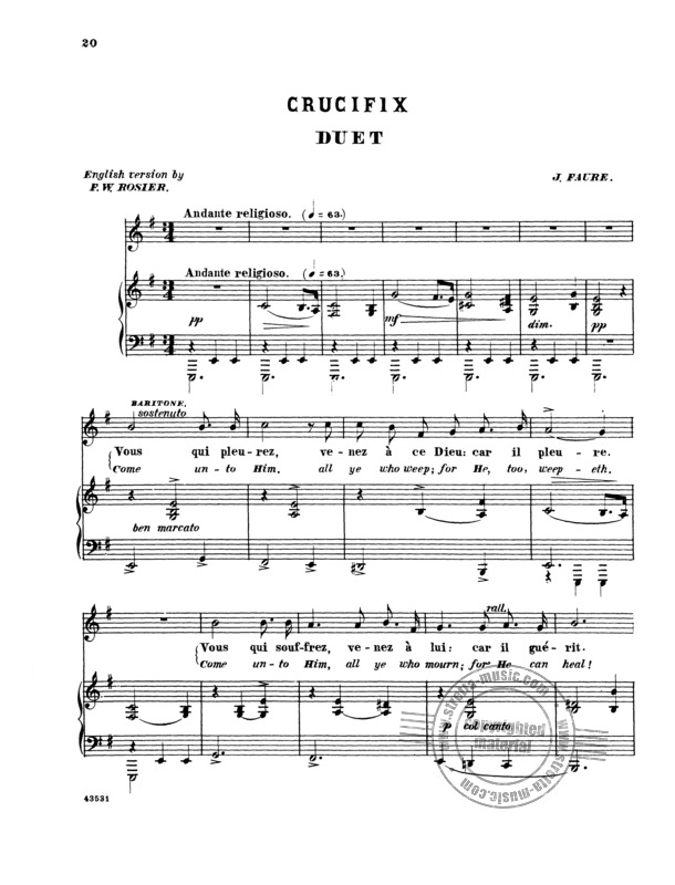 Schirmer's Favorite Sacred Duets By Various Free Sheet Music