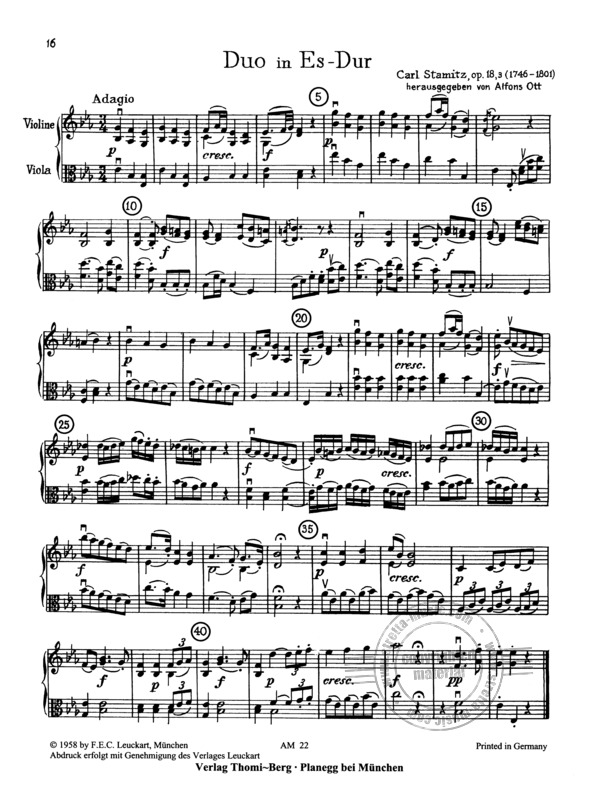 Sechs Duos - Heft I (Nr. 1-3) By Carl Stamitz Free Sheet Music