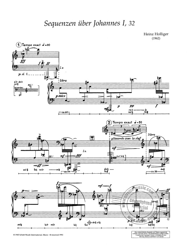 Sequenzen über Johannes I, 32 By Heinz Holliger Free Sheet Music