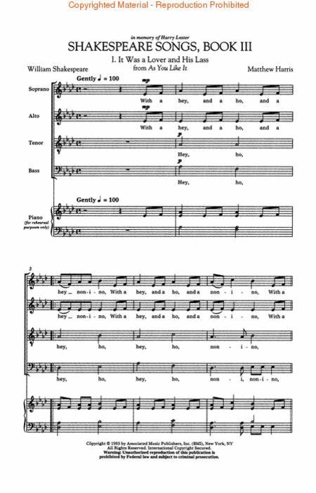 Shakespeare Songs, Book III By Matthew Harris Free Sheet Music