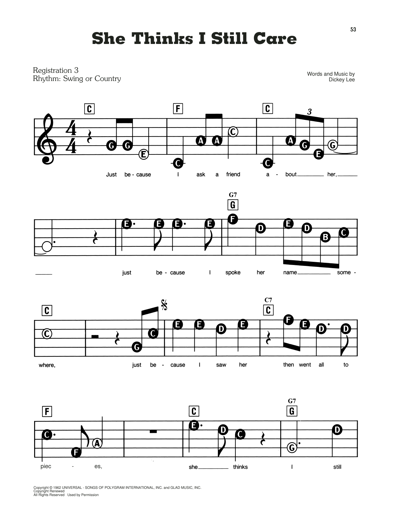 She Thinks I Still Care By George Jones Free Sheet Music