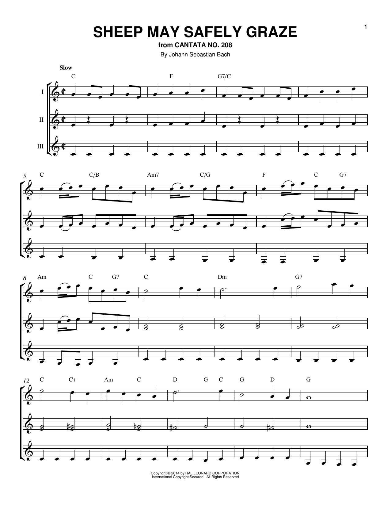 Sheep May Safely Graze By Johann Sebastian Bach Free Sheet Music