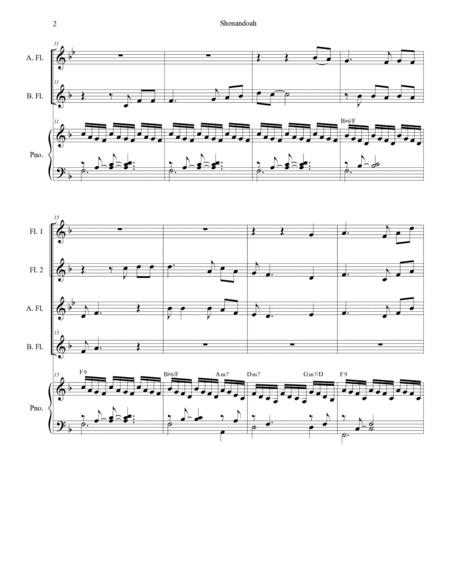 Shenandoah (for Flute Choir And Piano) By Traditional Free Sheet Music