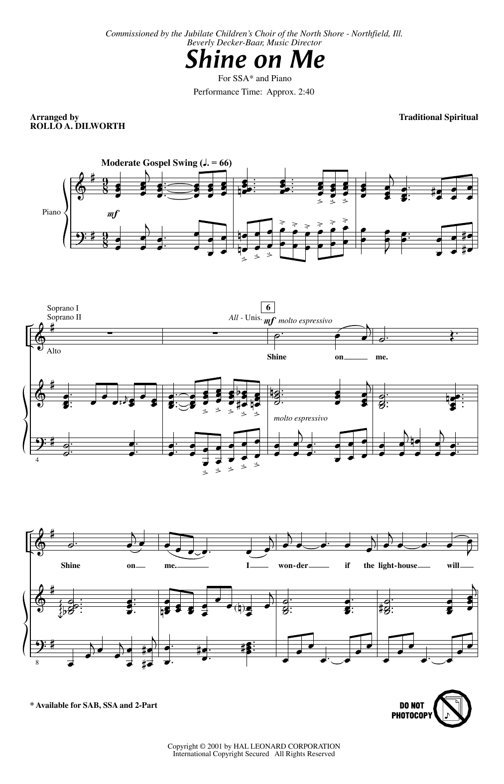 Shine On Me By Rollo Dilworth Free Sheet Music