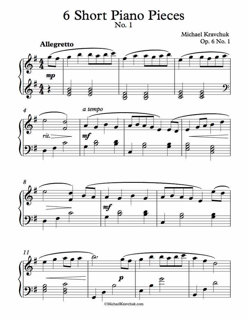 Short Pieces For Piano By Dmitri Kabalevsky Free Sheet Music