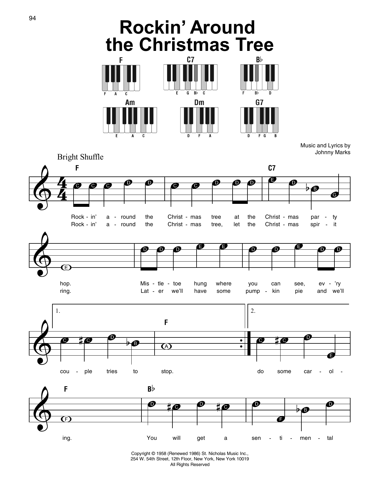 Simple Christmas Songs By Various Free Sheet Music