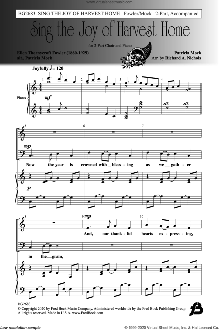 Sing The Joy Of Harvest Home By Patricia Mock Free Sheet Music