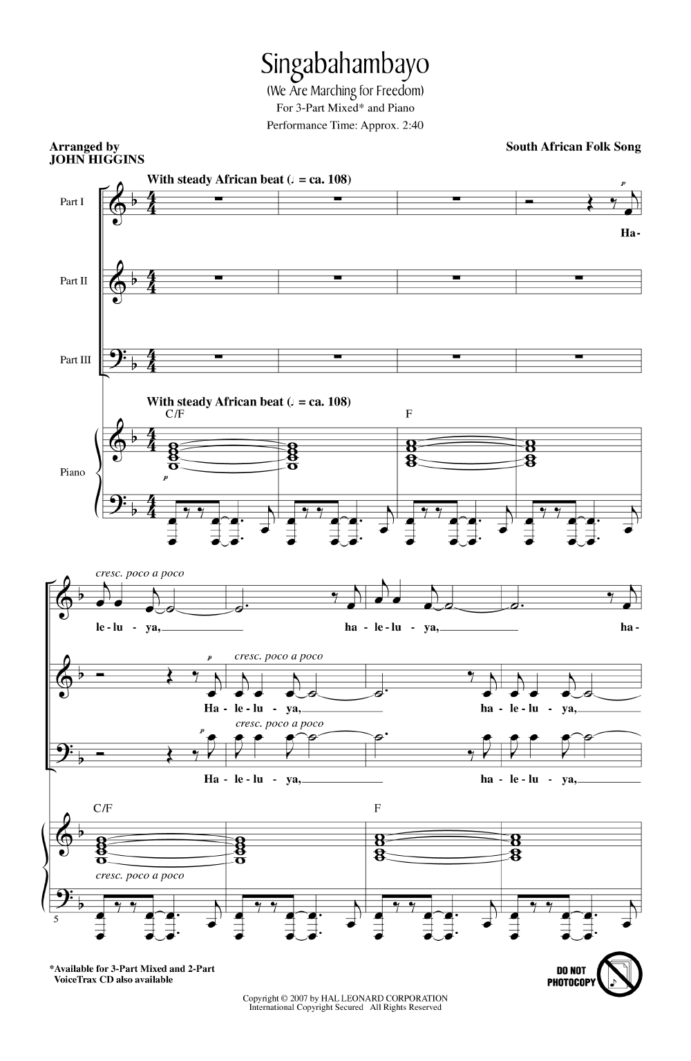 Singabahambayo By Victor C Johnson Free Sheet Music