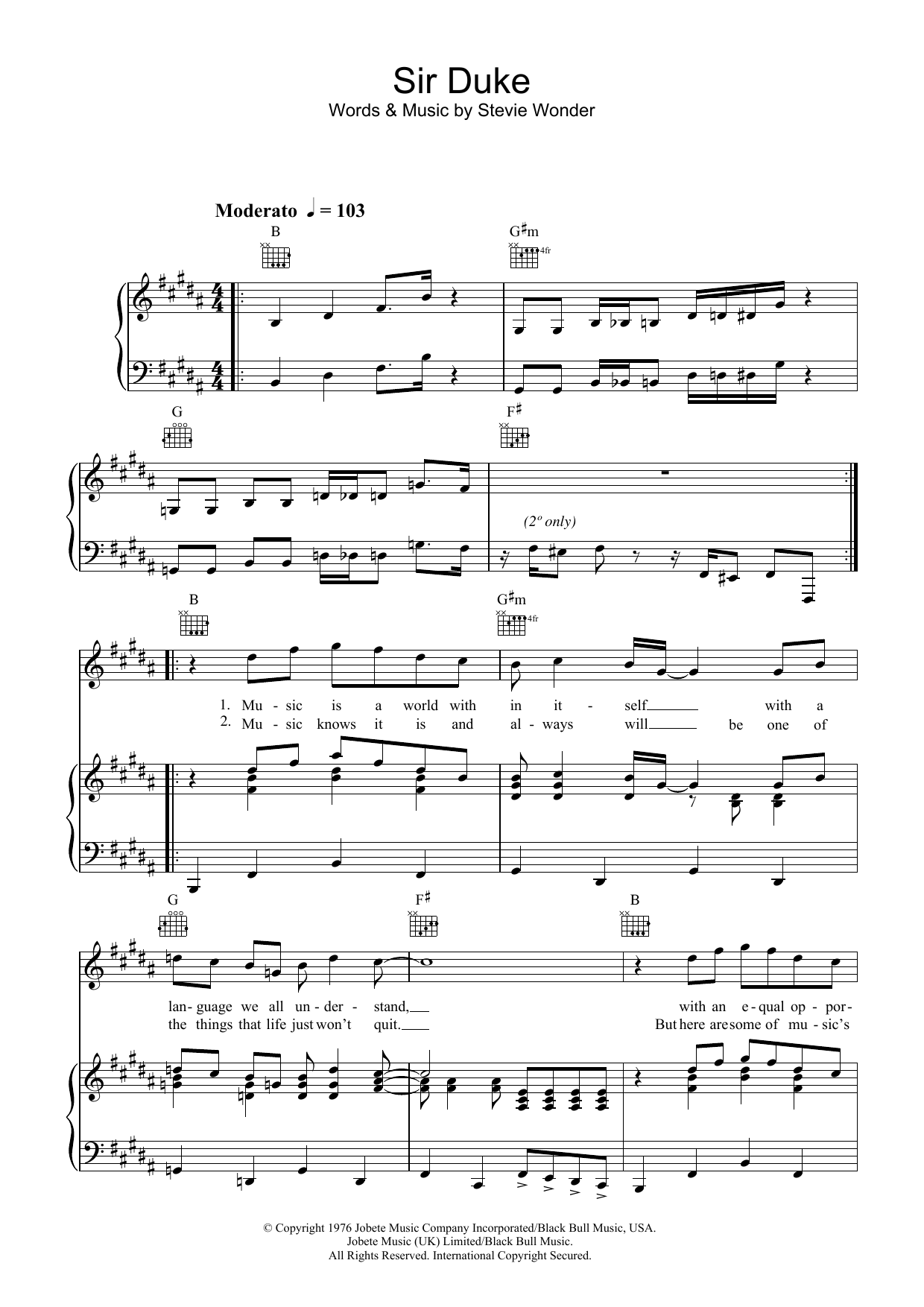 Sir Duke By Stevie Wonder Free Sheet Music