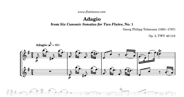 Six Canonic Sonatas By Georg Philipp Telemann Free Sheet Music