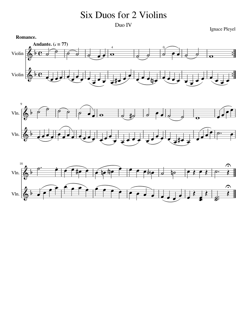 Six Duos By L. Lefevre Free Sheet Music