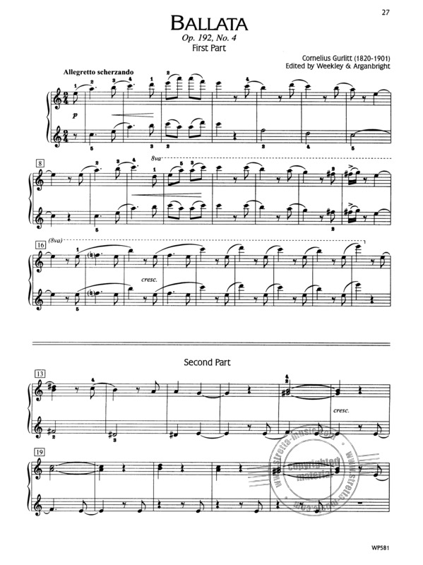 Six Pieces For Six Hands By Cornelius Gurlitt Free Sheet Music