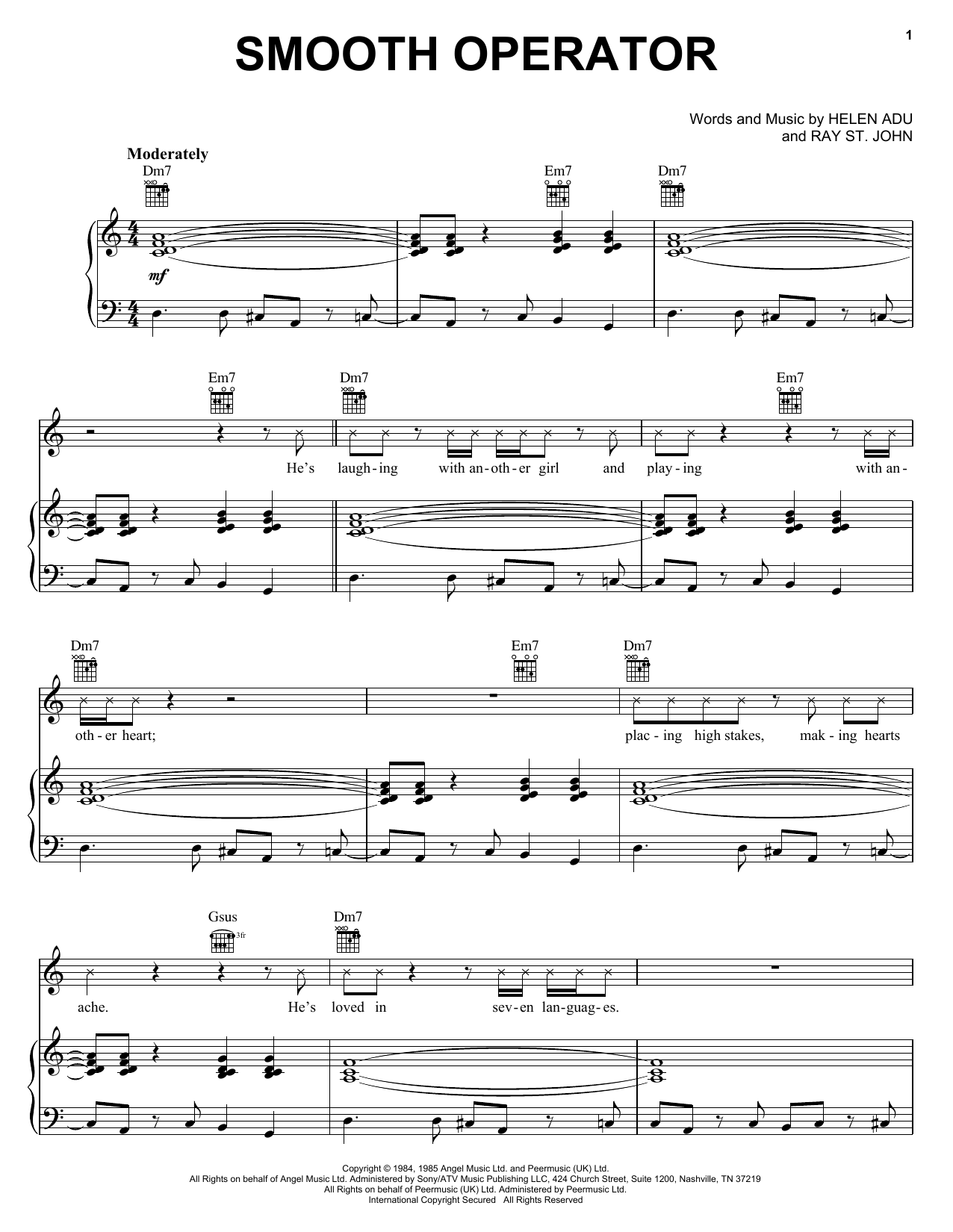 Smooth Operator By Adu/St. John Free Sheet Music