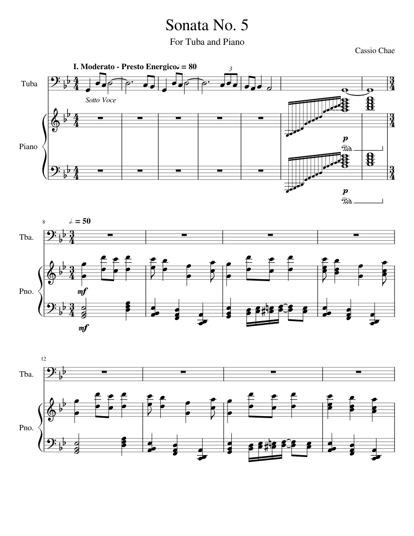 Sonata For Tuba And Piano By Tuomas Turriago Free Sheet Music