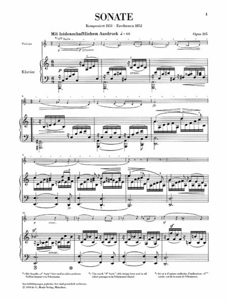 Sonata In A Minor, Op. 105 By Robert Schumann Free Sheet Music