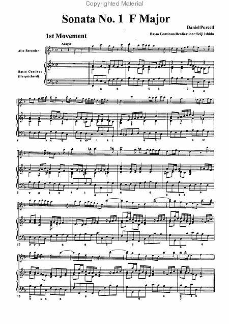 Sonata No. 1 In F Major By Francesco Maria Veracini Free Sheet Music