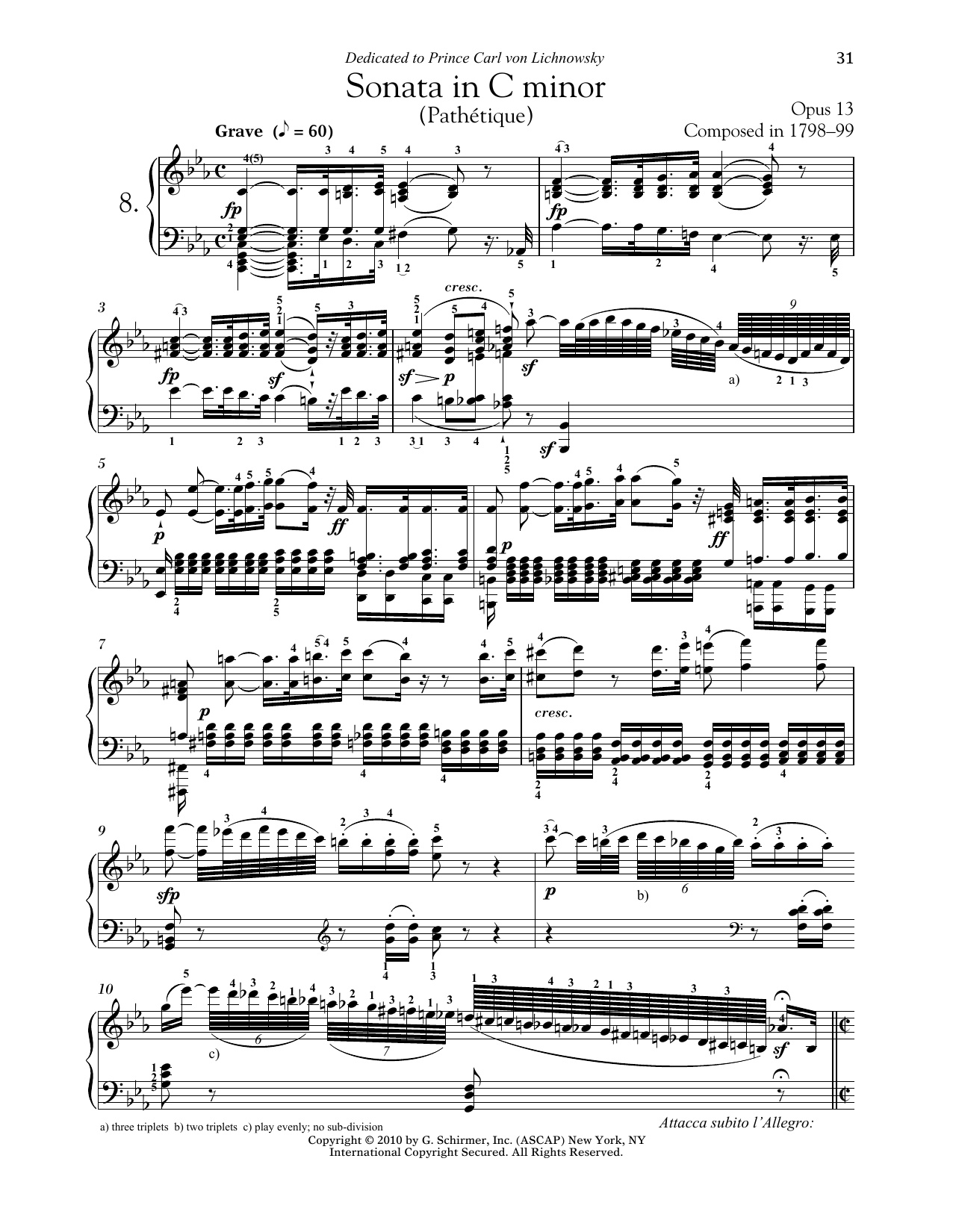 Sonata No. 8 In C Minor, Op. 13 By Ludwig Van Beethoven Free Sheet Music