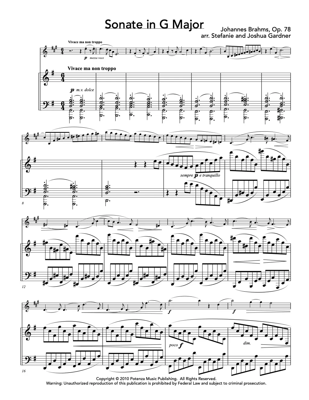 Sonate In G Major By Johannes Brahms Free Sheet Music