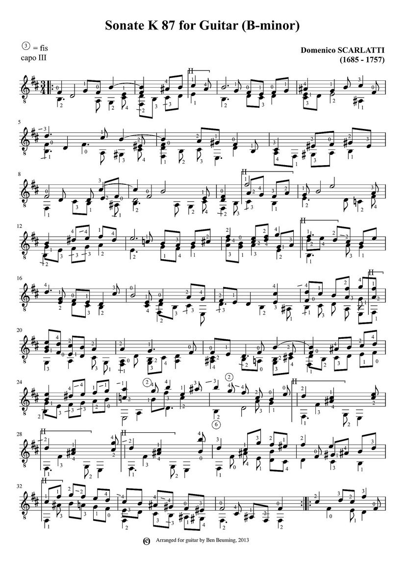 Sonate K. 87 By Domenico Scarlatti Free Sheet Music