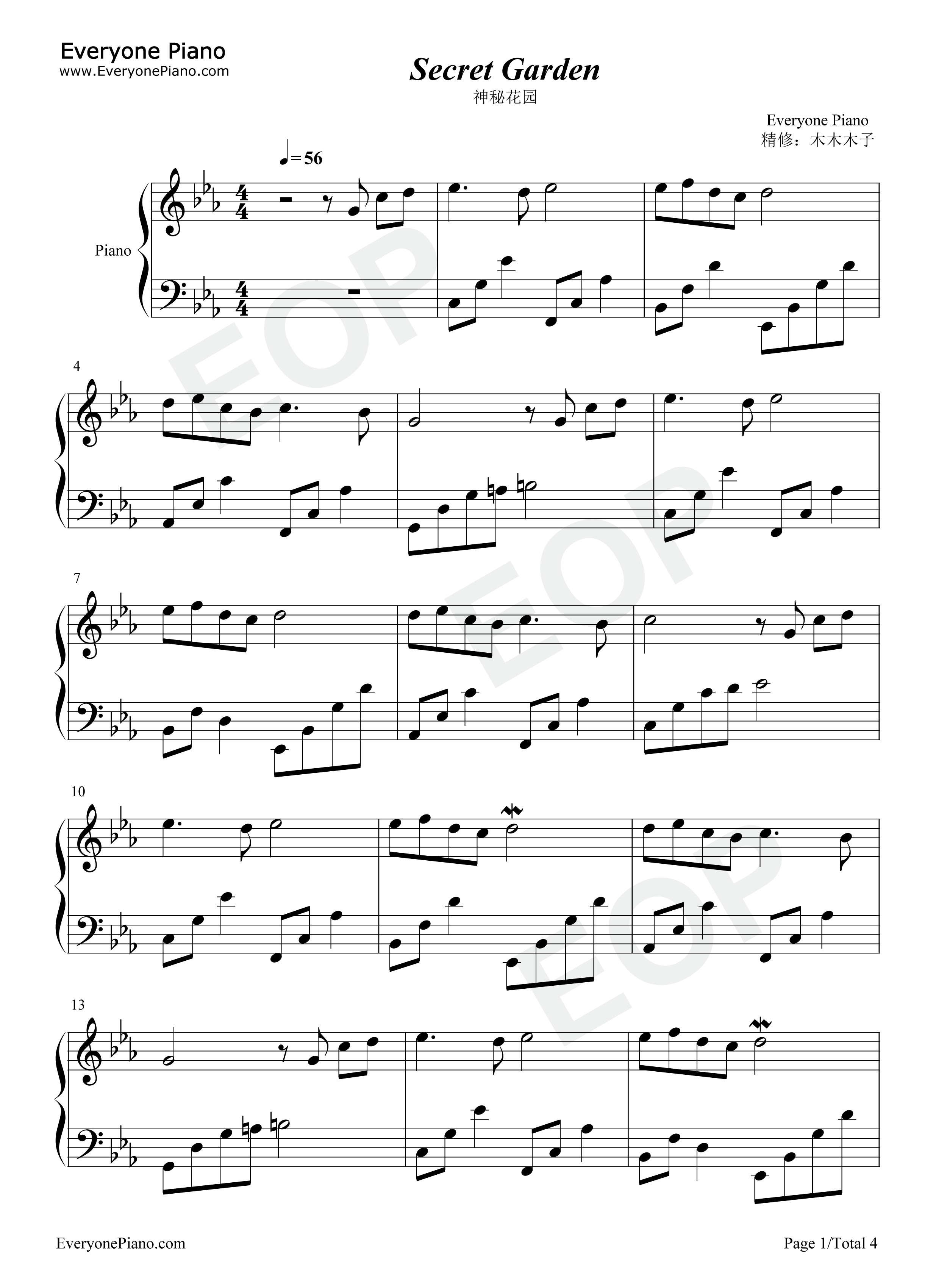 Song From A Secret Garden By Secret Garden Free Sheet Music