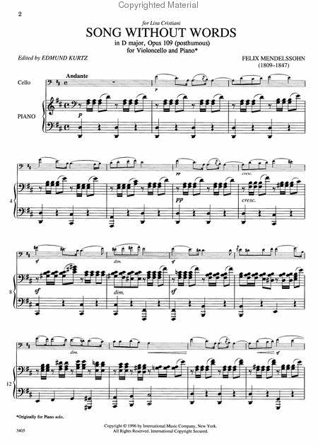 Song Without Words D Major By Felix Bartholdy Mendelssohn Free Sheet Music