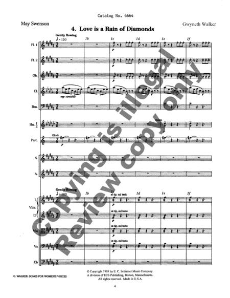 Songs For Women's Voices: 4. Love Is A Rain Of Diamonds (Downloadable Choral Score) By Gwyneth W. Walker Free Sheet Music