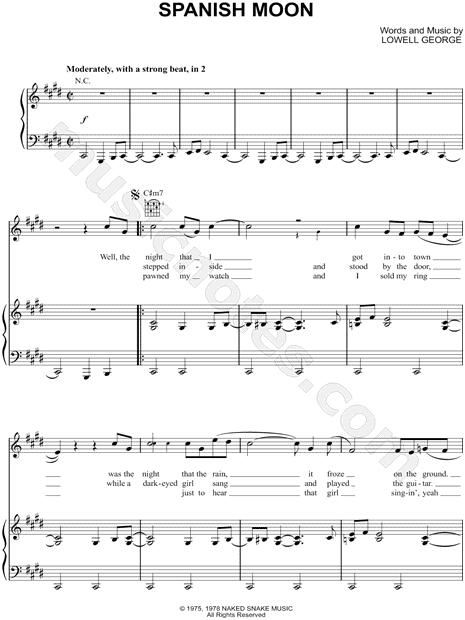 Spanish Moon By Little Feat Free Sheet Music