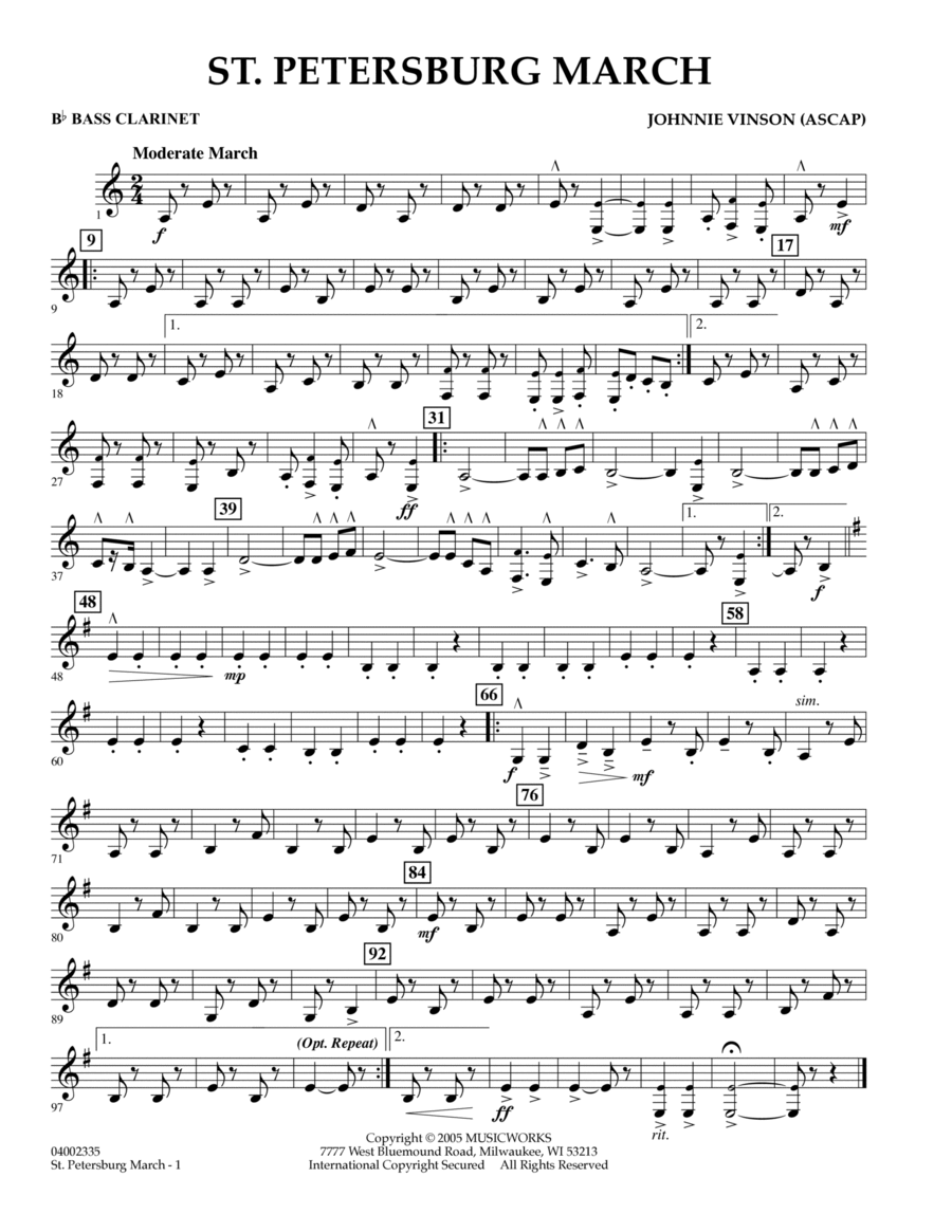 St. Petersburg March By Johnnie Vinson Free Sheet Music