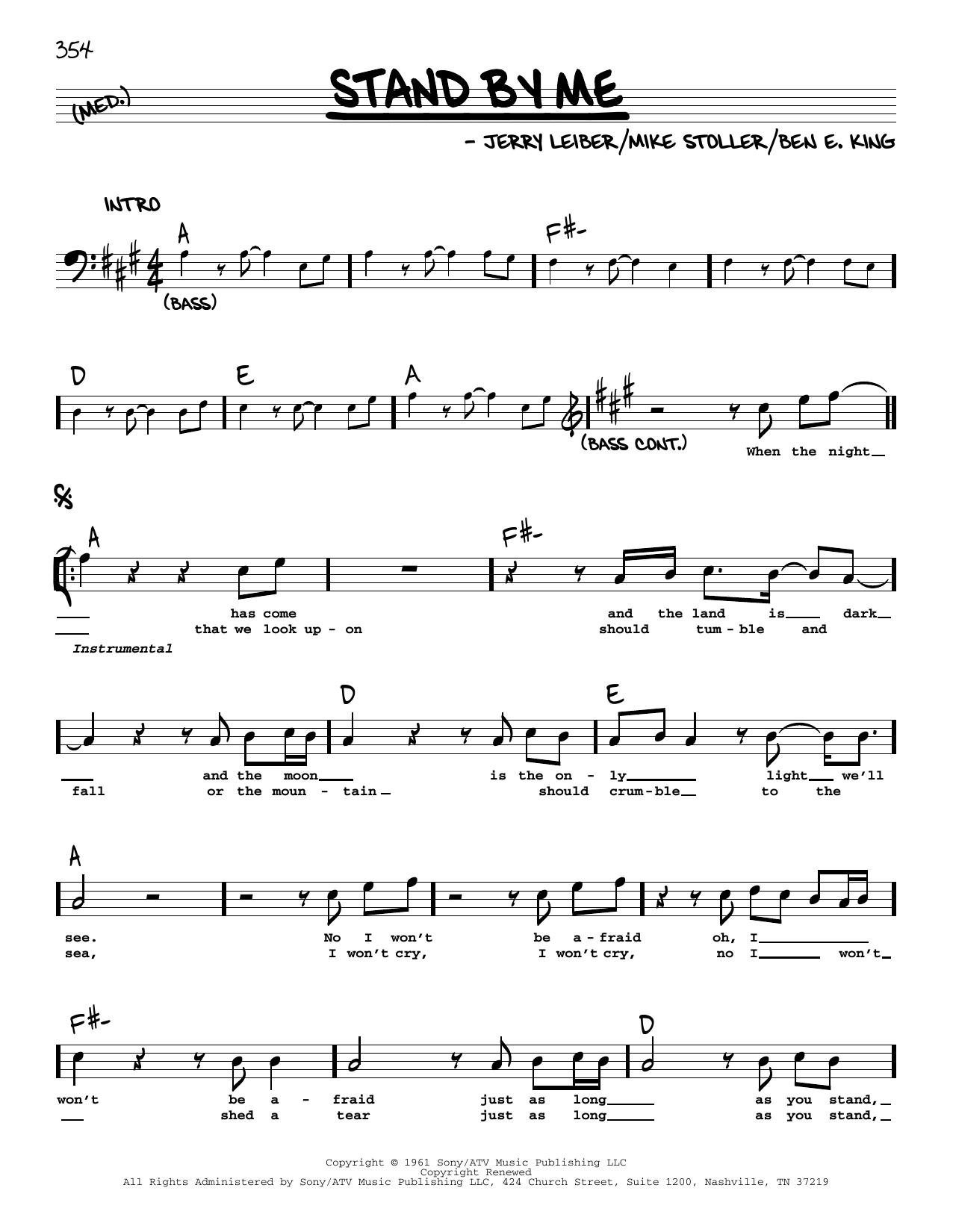 Stand By Me By Ben E. King Free Sheet Music