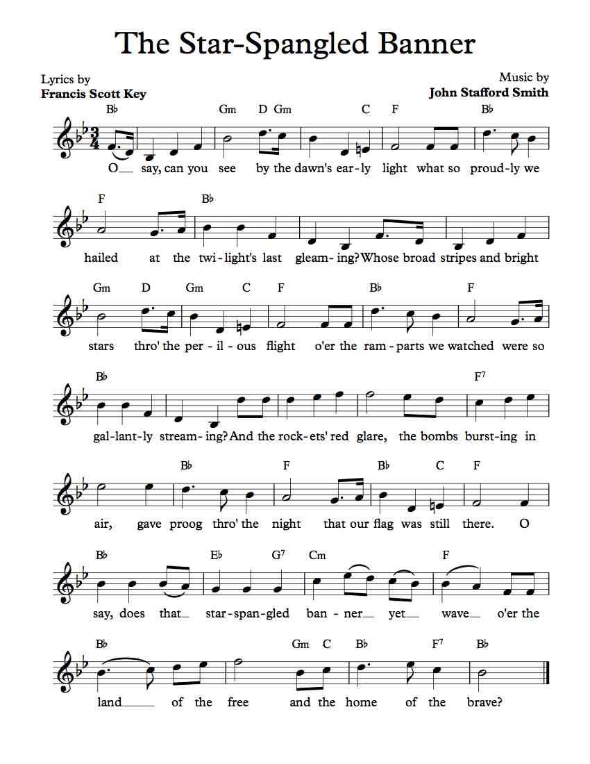 Star Spangled Banner By Paul Lavender Free Sheet Music