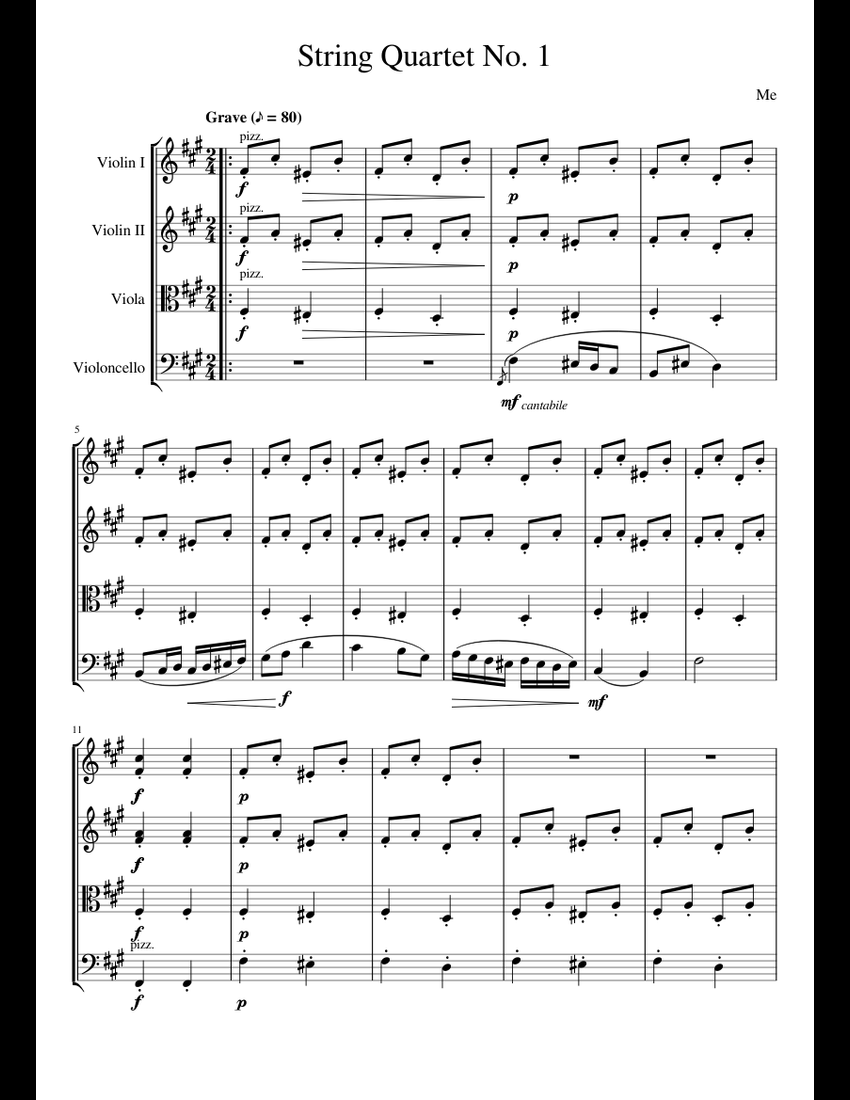 String Quartet No. 1 By Heitor Villa-Lobos Free Sheet Music