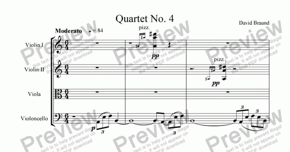 String Quartet No. 4 (Instrumental Parts) By Vittorio Rieti Free Sheet Music